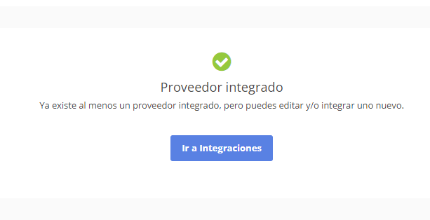 Imagen que muestra la finalización de la integración del proveedor para ListBoss de Hotmart.